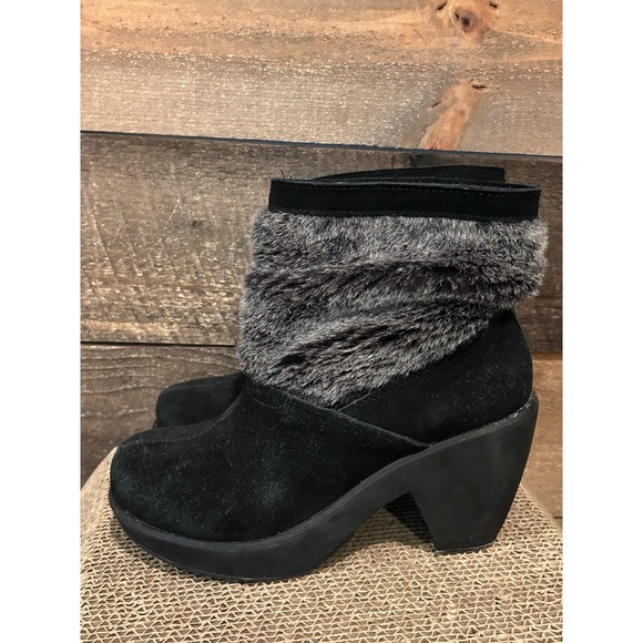 Skechers Boots Womens 6 Disco Bunny Platform Ankle Bootie Black Leather SN 47772 - Picture 1 of 8